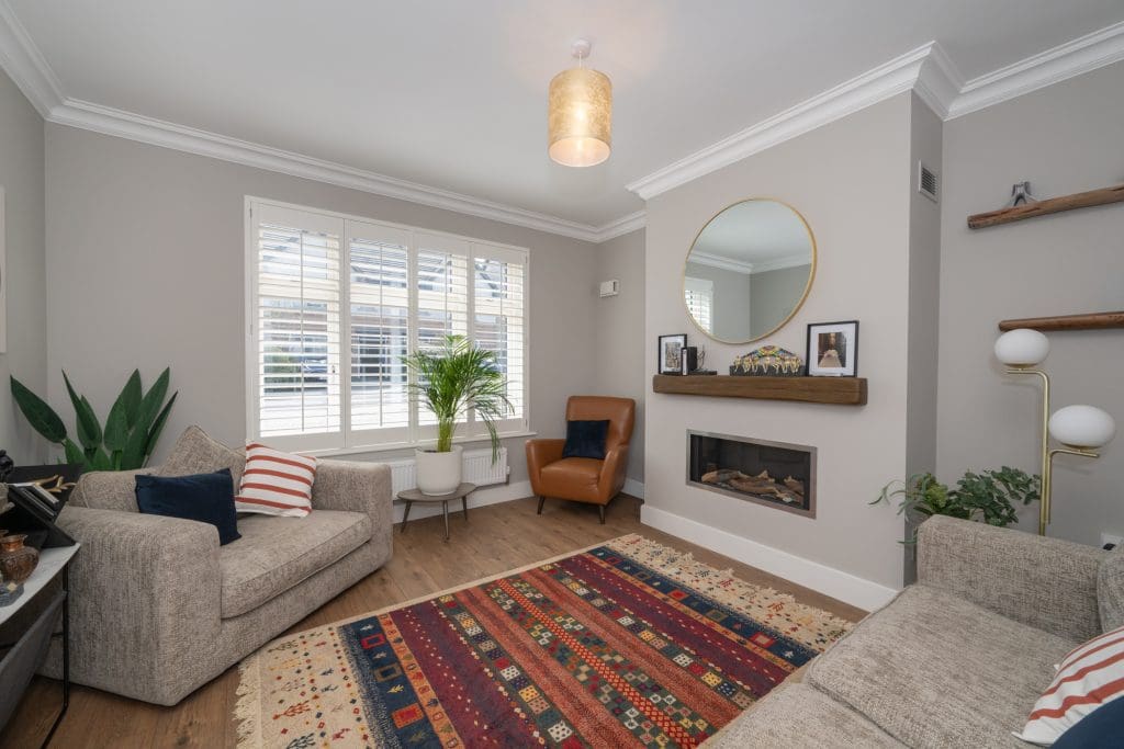 Living room at 19 The Lawn Janeville Carrigaline bright modern interior