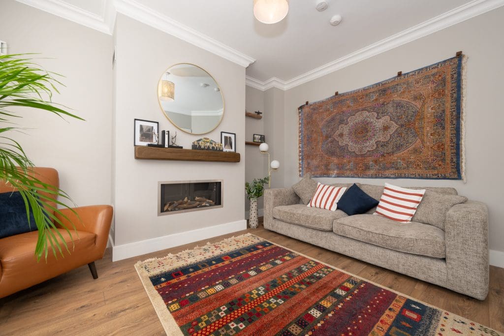 Living room at 19 The Lawn Janeville Carrigaline bright modern interior